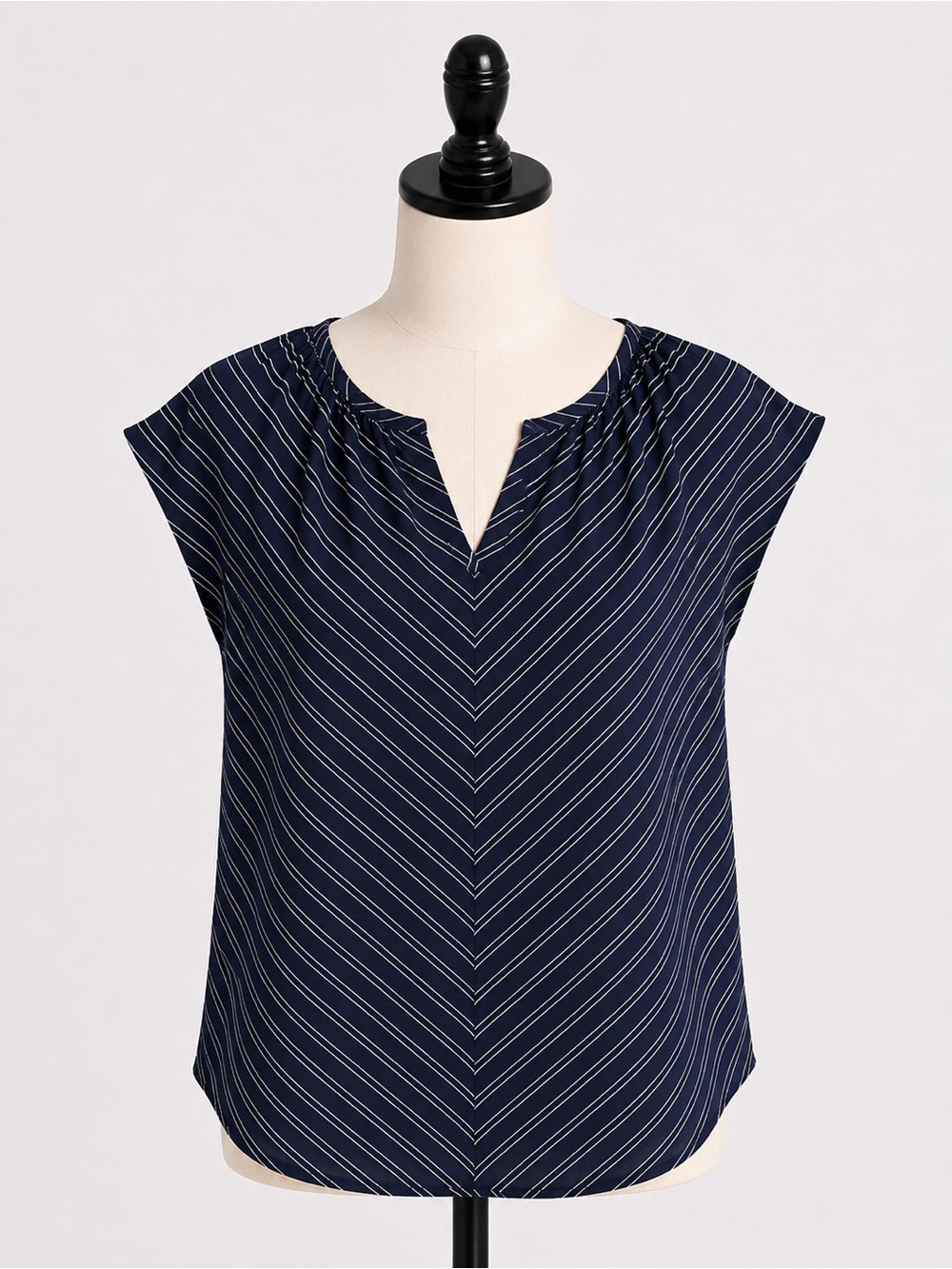 Maurices Navy Chevron-Striped Cap Sleeve Blouse